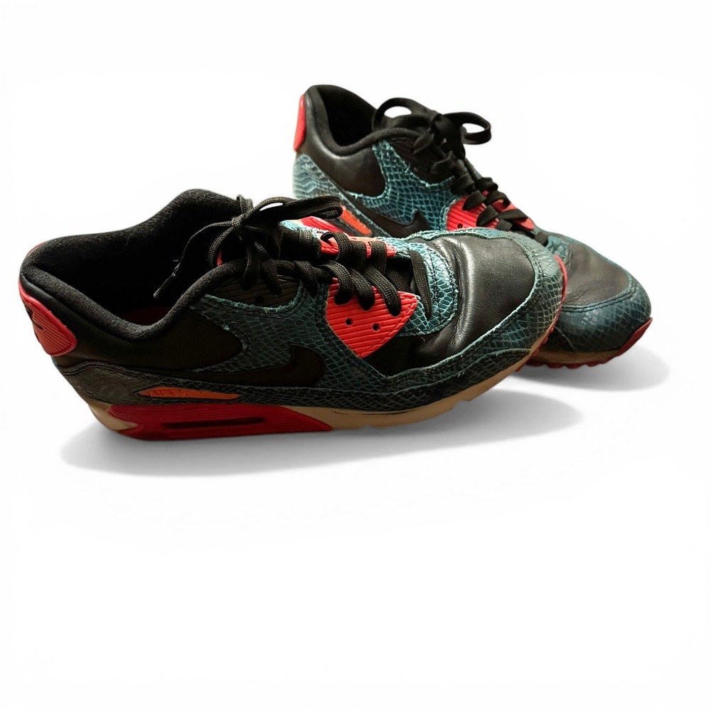 Nike Air Max 90 Sneakers Mens 8 Anniversary Infrared Faux Snakeskin 725235-300